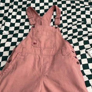 dickies women’s bib relaxed straight overalls Rinsed ash rose